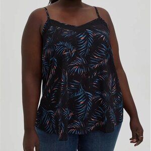 New Torrid Sophie Black Palms Sleeveless Georgette Inset Top Womens Size 5